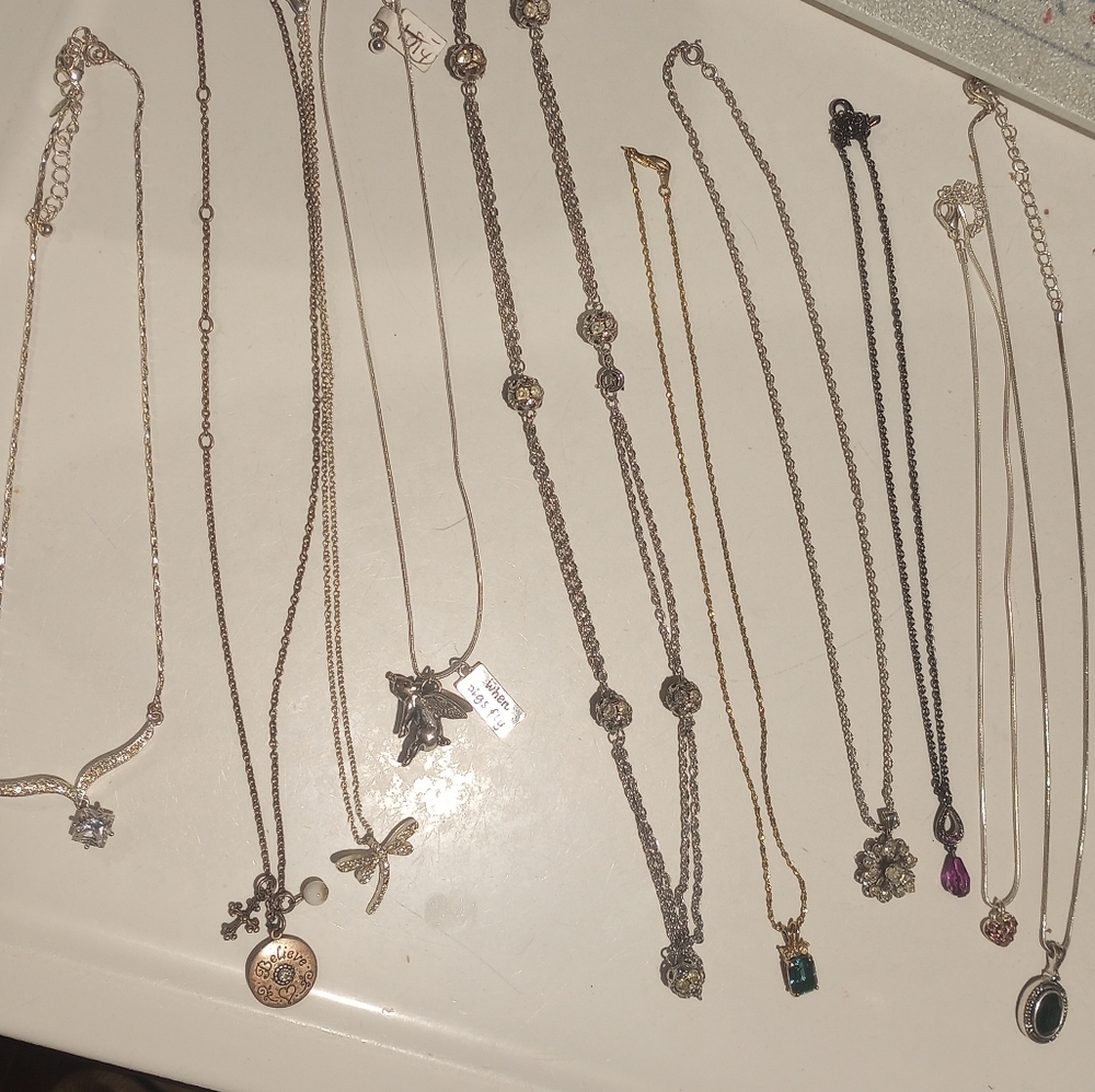 Mixed Silver and Gold Tone Women’s Necklace Set - Multi-Color Accents